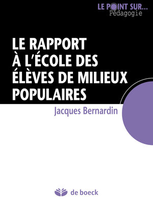 cover image of Le rapport à l'école des élèves de milieux populaires